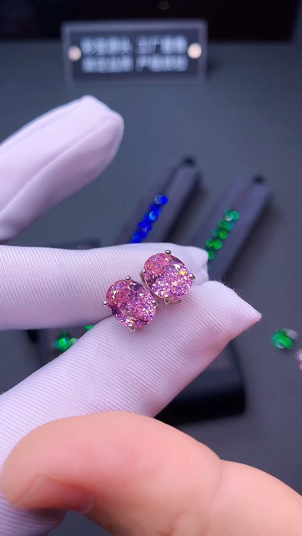 银S925镶嵌耳饰碧玺.