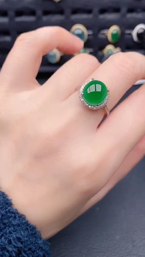 银S925镶嵌戒指翡翠天然a货翡翠540