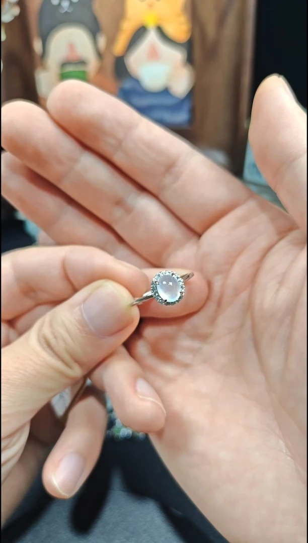 银S925镶嵌戒指翡翠翡翠戒指S925银镶嵌