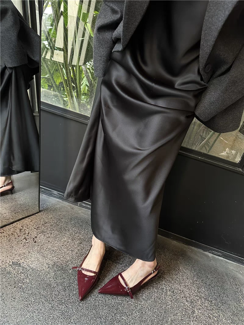 4cm2025年春夏季新款尖一字带扣单鞋细跟优雅性感包绊带凉鞋