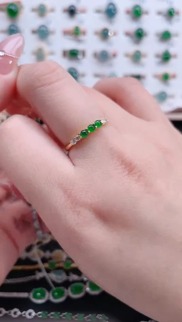 银S925镶嵌戒指翡翠天然翡翠