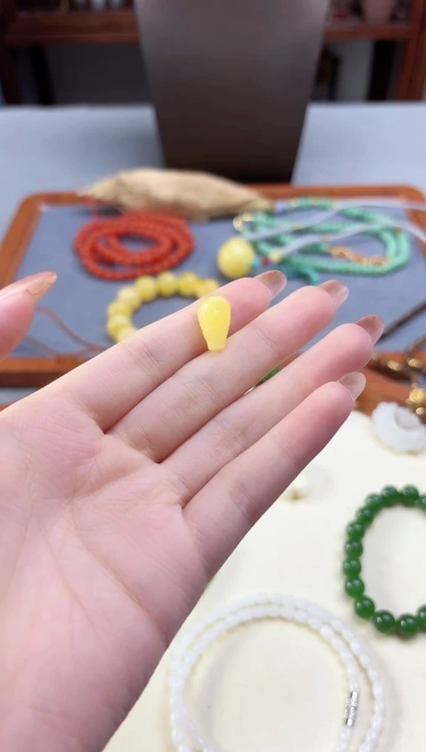 裸石蜜蜡未镶嵌蜜蜡三通配饰GW