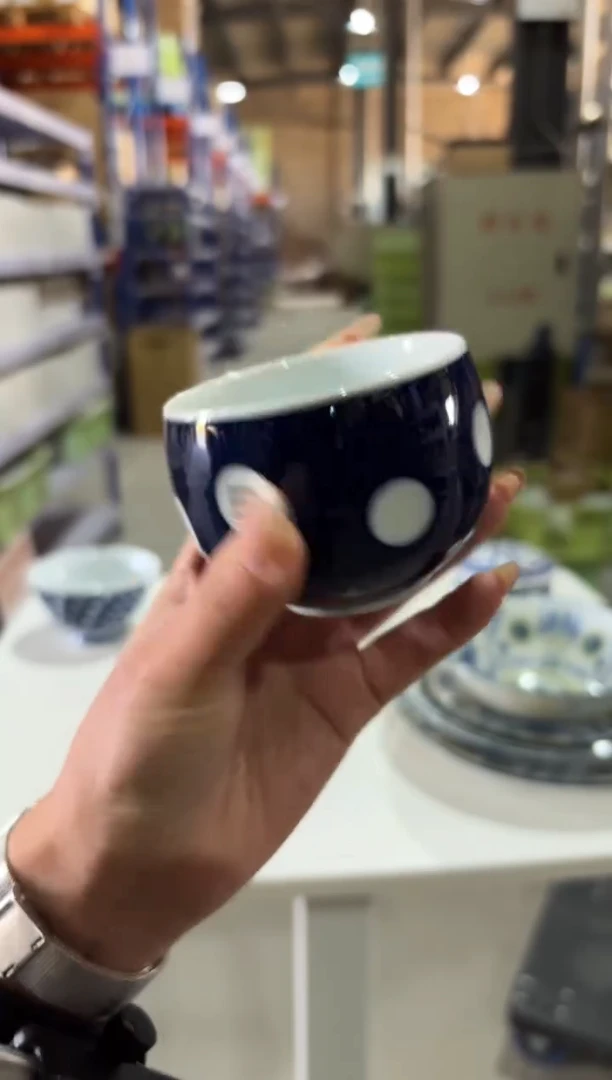 玻璃纸ES 蓝底白点茶杯