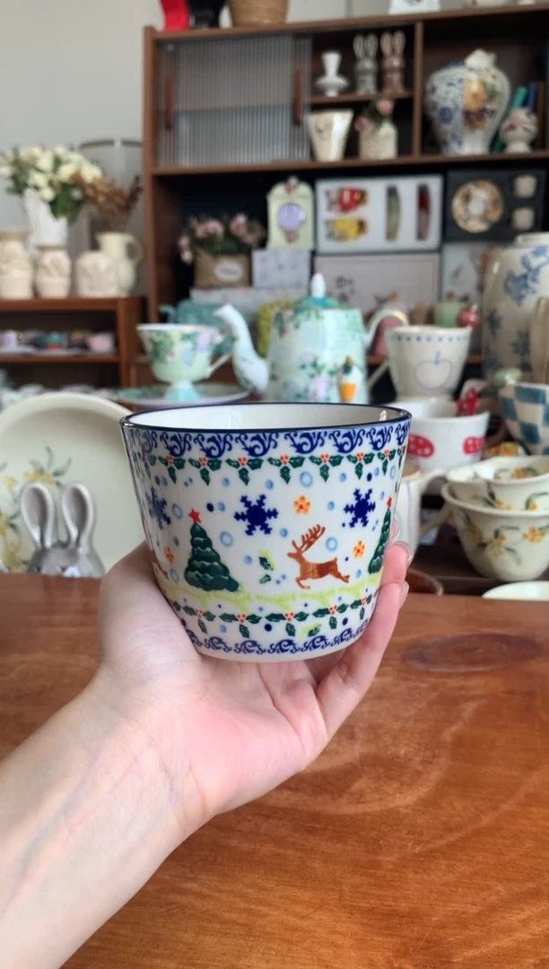 陶瓷圣诞猪口杯 送勺