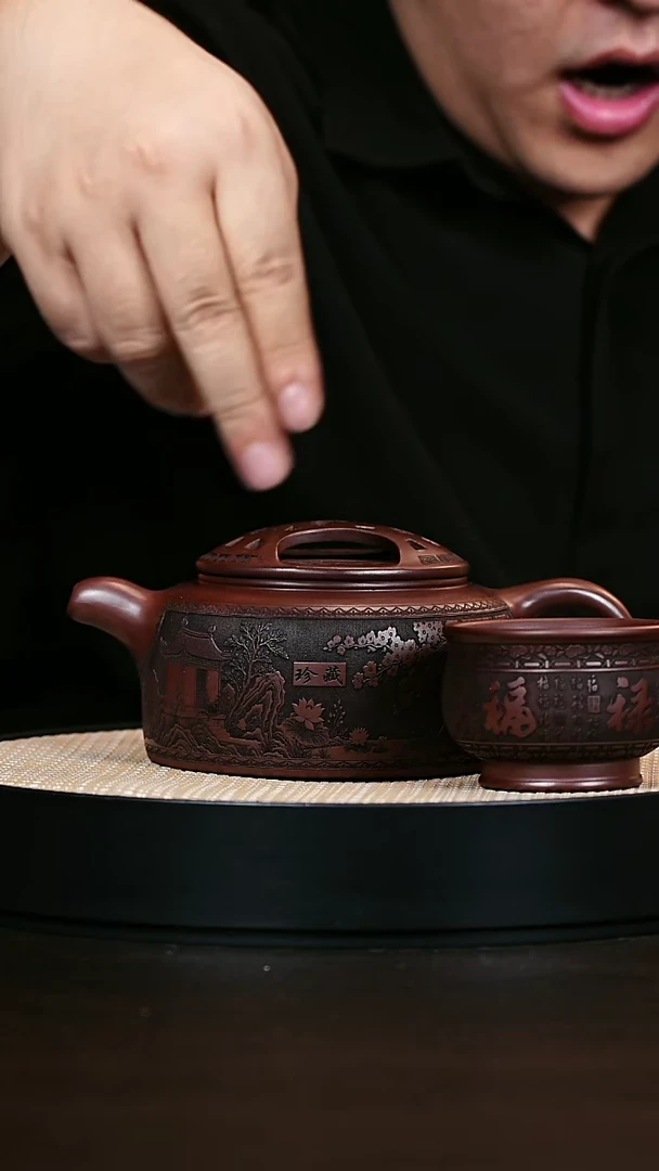 茶壶紫砂牛盖 石红