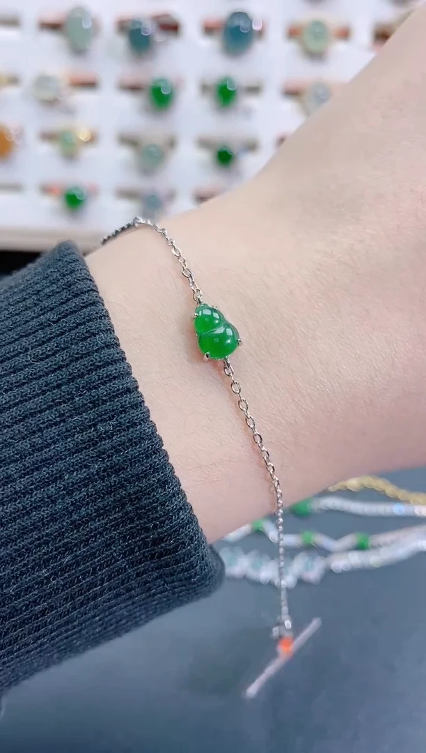 银S925镶嵌手链翡翠天然翡翠