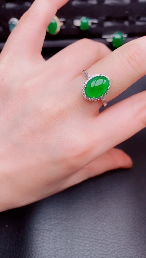 【闪购商品】翡翠戒指银S925镶嵌天然a货翡翠238