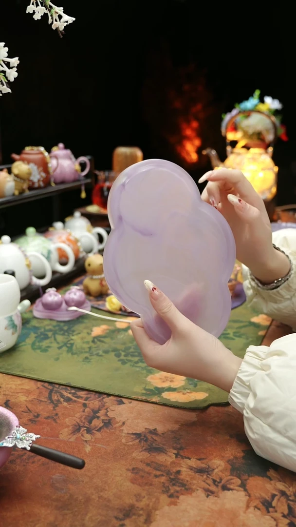 【闪购商品】紫色水晶琉璃壶承干泡垫