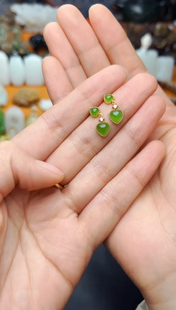 【闪购商品】和田玉耳饰银S925镶嵌耳饰