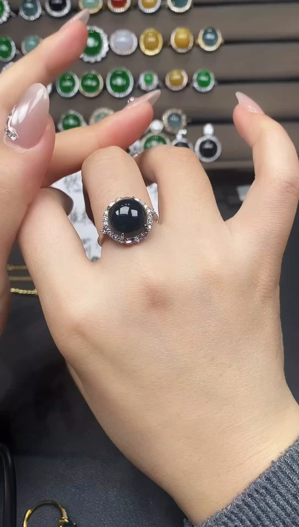 银S925镶嵌戒指翡翠111