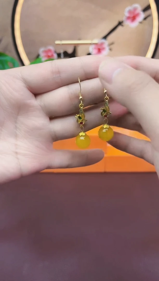 银S925镶嵌耳坠玛瑙/玉髓j55010000