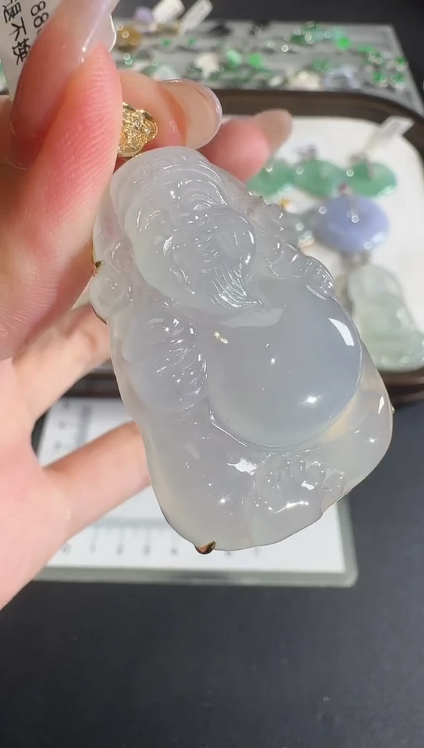 吊坠(不含链)18K金镶嵌翡翠【源头工厂】钻石镶嵌