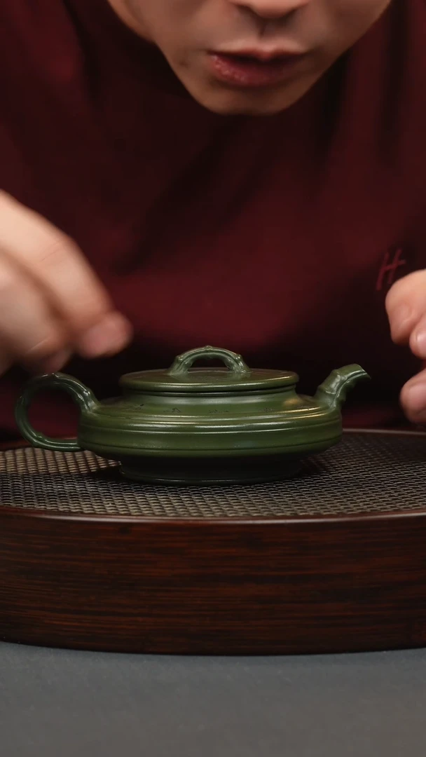 【闪购商品】紫砂茶壶绿泥竹扁壶