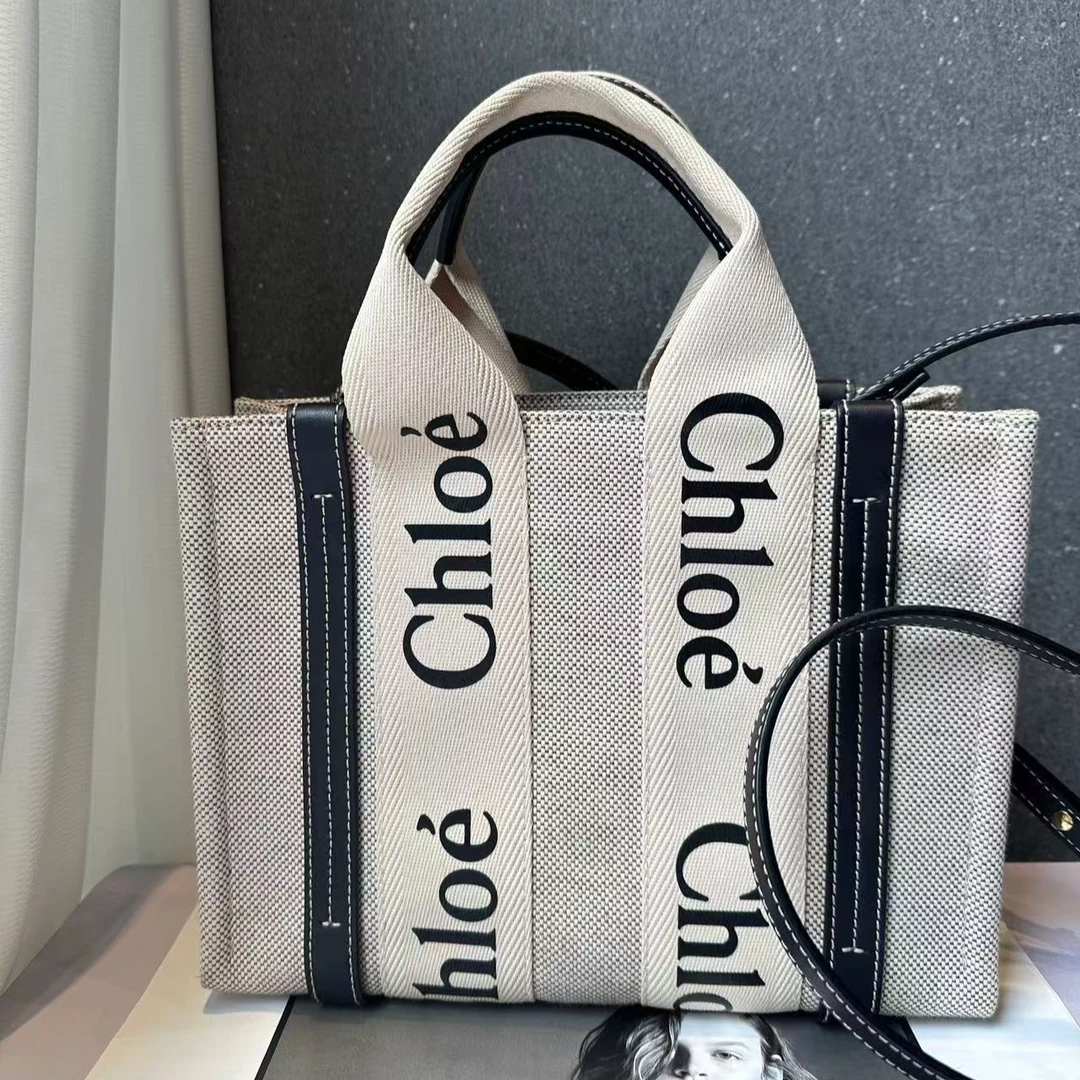 99新 Chloe/蔻依 黑白拼小号托特 附肩带 单肩斜挎包