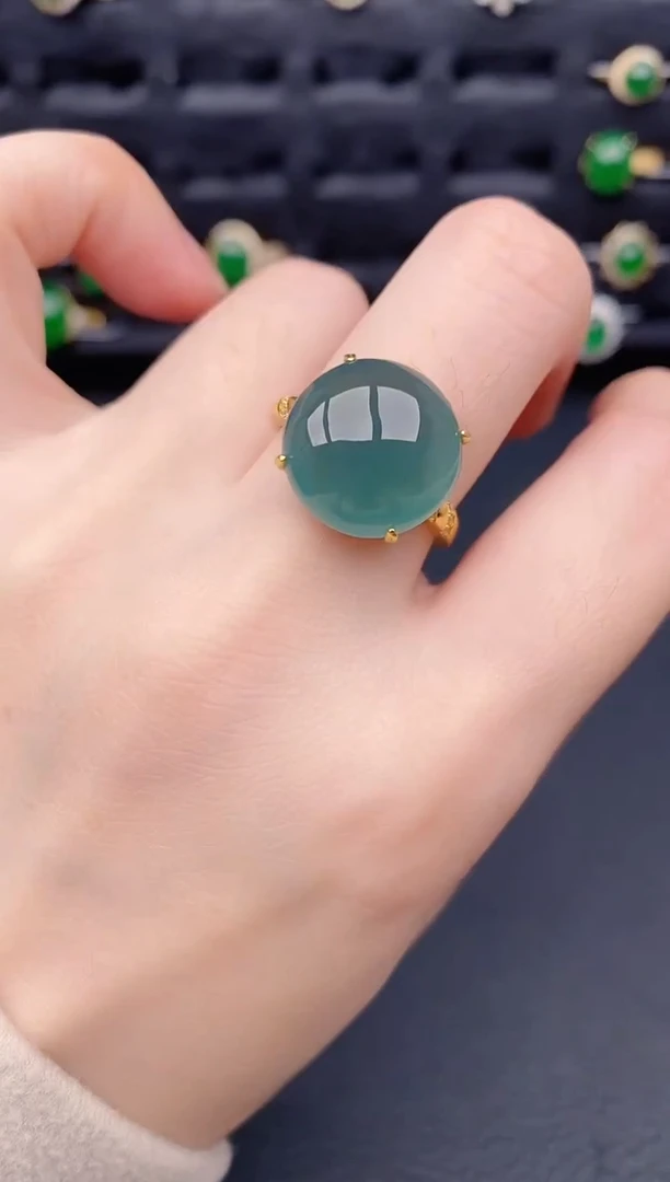 银S925镶嵌戒指翡翠天然a货翡翠185