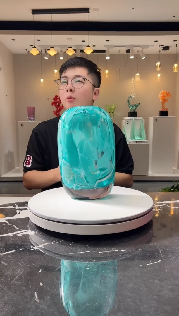 摆件巴比特美学 青色流光花器大号