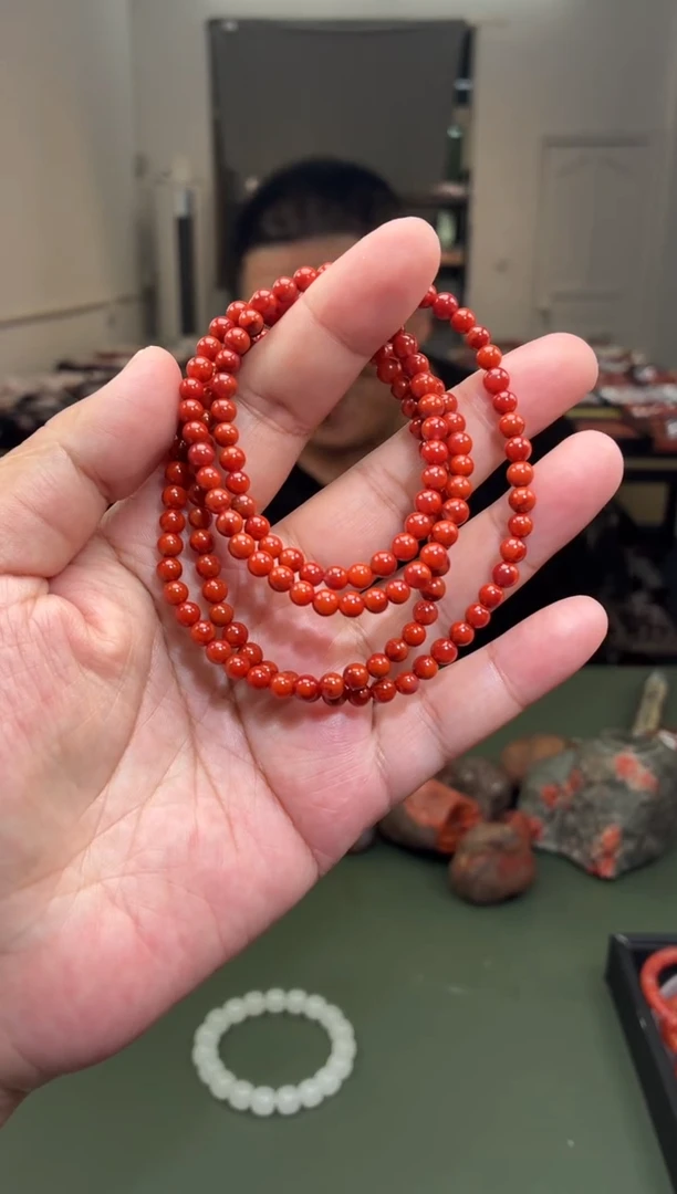 手链未镶嵌南红玛瑙多圈手串一条约4mm+多样性发货