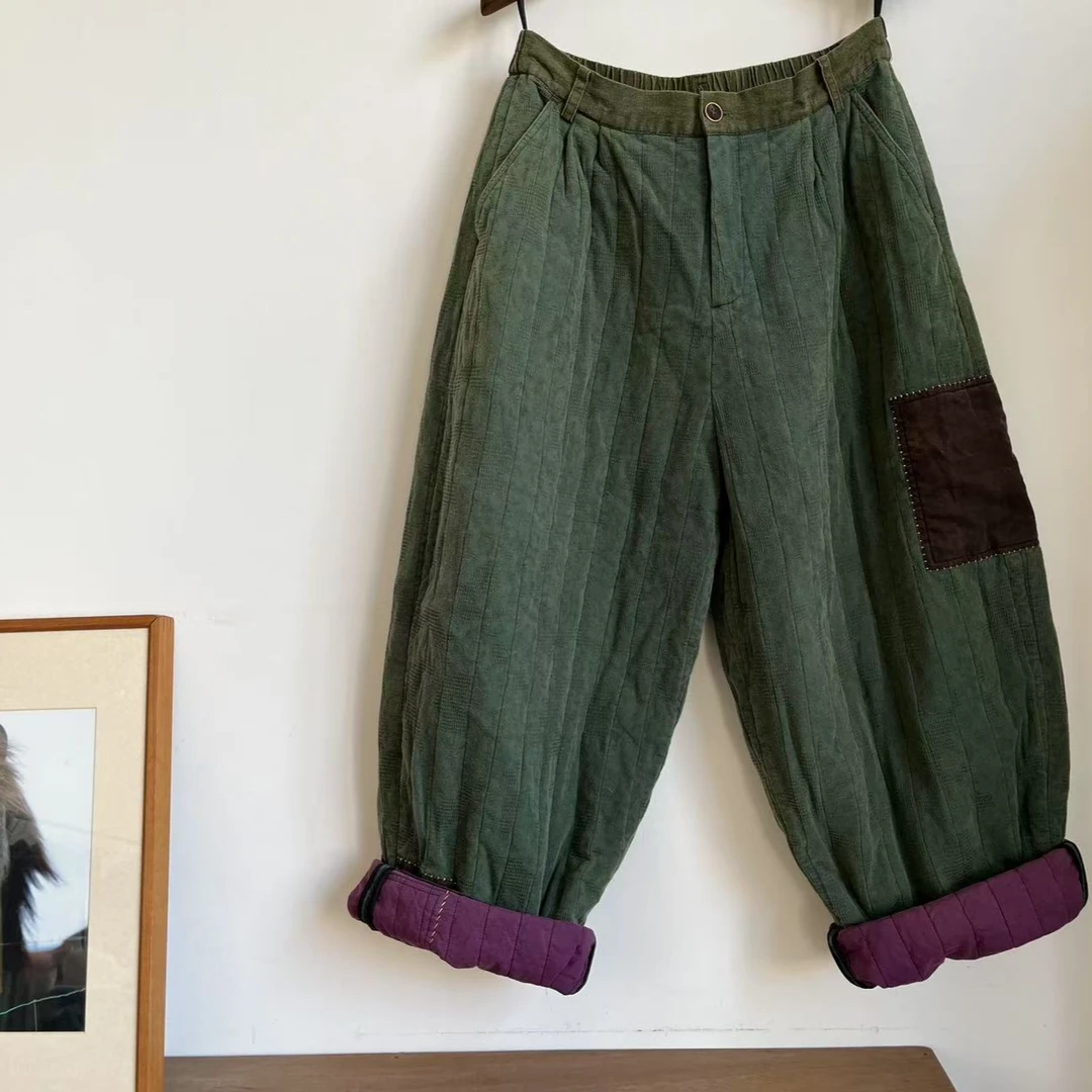荼-半松紧炒色做旧休闲棉裤35304