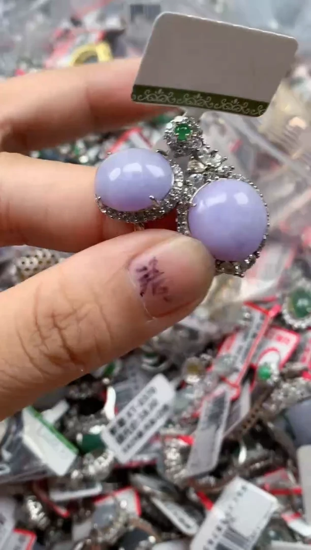 银S925镶嵌戒指翡翠天然A货缅甸翡翠