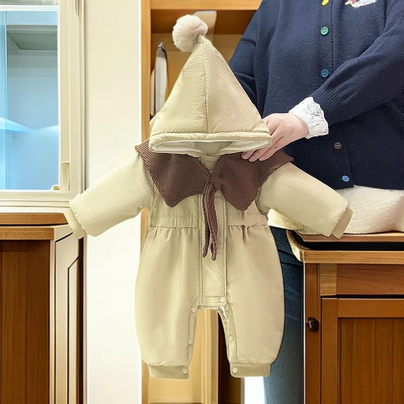 婴儿连体衣秋冬棉衣哈衣加绒宝宝冬装保暖棉服外出服超萌加厚抱衣