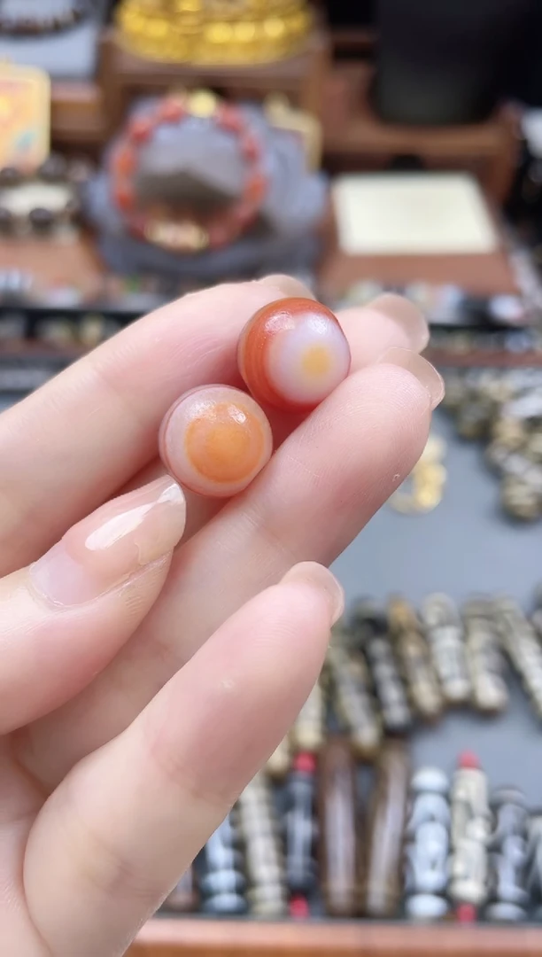 未镶嵌珠珠玛瑙/玉髓天然缠丝药师单珠2个