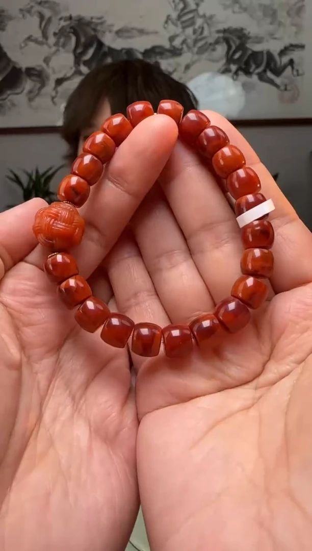 【闪购商品】南红玛瑙手串18K金镶嵌时尚百搭A1157