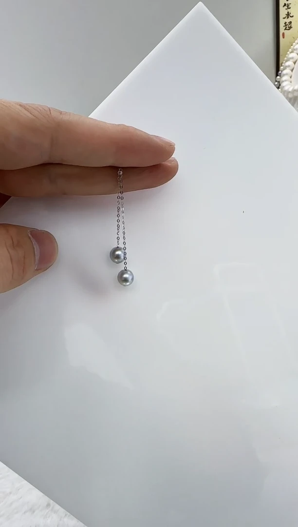 【闪购商品】海水珍珠DA18K金镶嵌c1422 灰珠耳线6