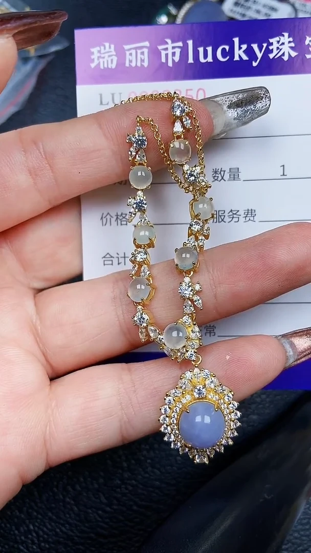 颈饰银S925镶嵌翡翠2350