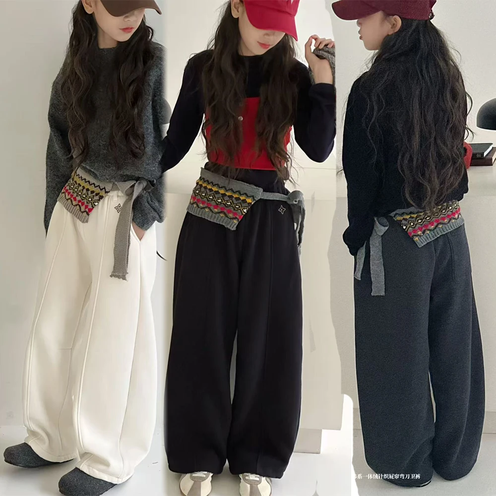 2025冬季新款加绒卫裤女童