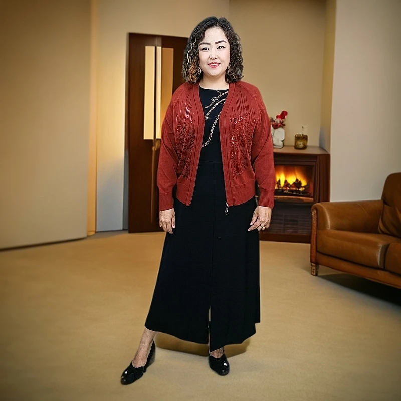 时尚亮片串珠开衫潮流百搭长袖外搭