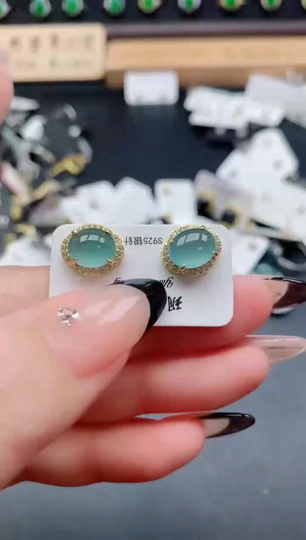 银S925镶嵌戒指翡翠1