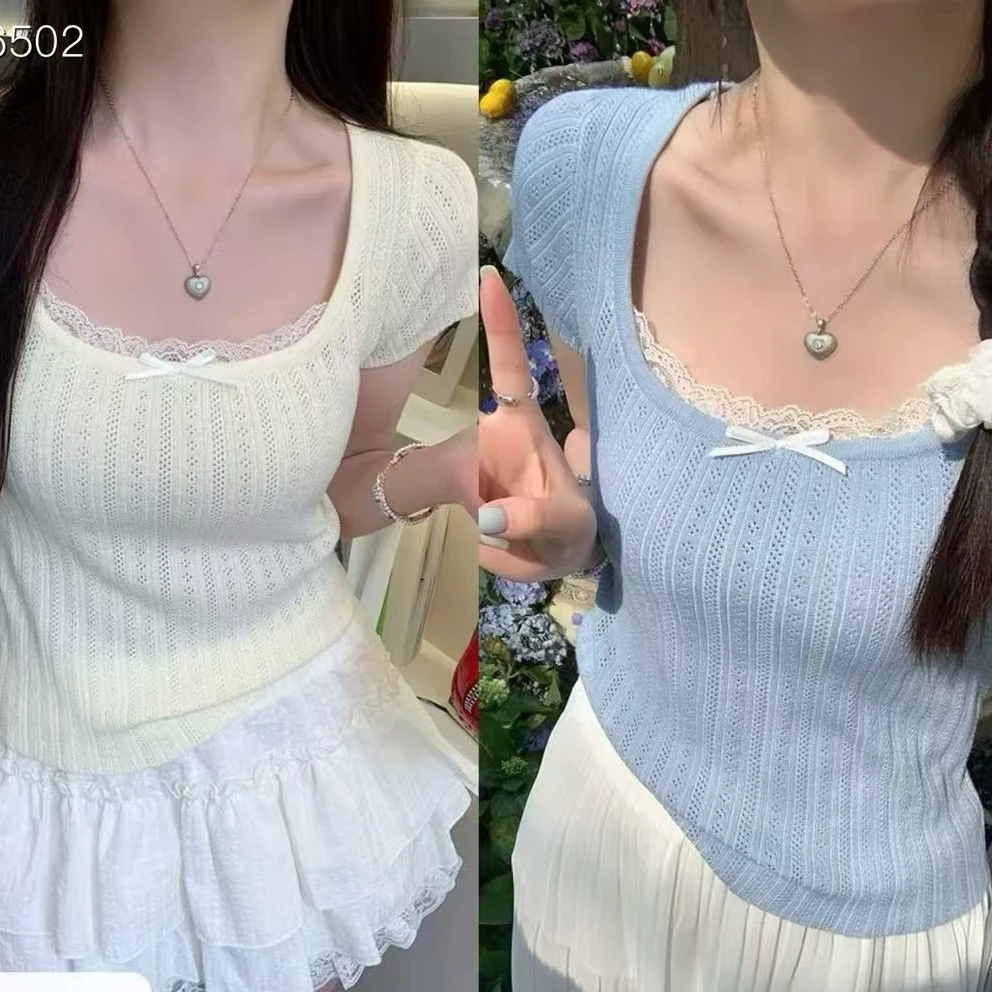 【集合链接-肆】夏季新款百搭休闲针织衫显高显瘦短款条纹上衣