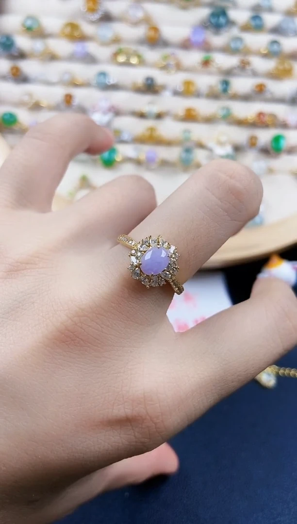 翡翠戒指银S925镶嵌54689