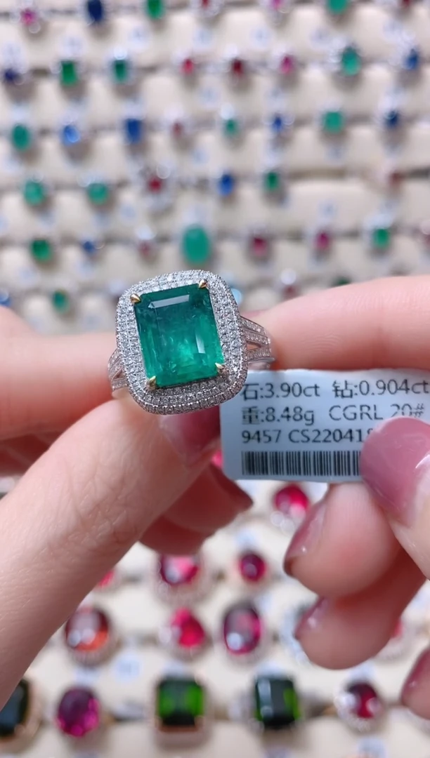 【闪购商品】祖母绿18K金戒指18K金镶嵌1