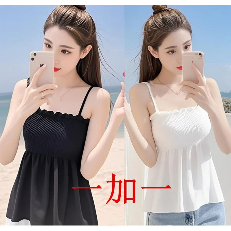 吊带背心女夏胖mm大码遮肚子宽松无袖弹力雪纺外穿百搭打底小背心