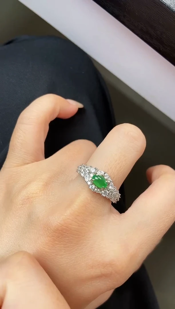 银S925镶嵌戒指翡翠12