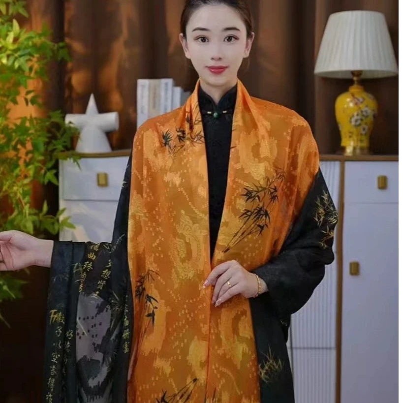 【兰亭序-剪花】古风香云剪花长巾丝巾围巾180*70