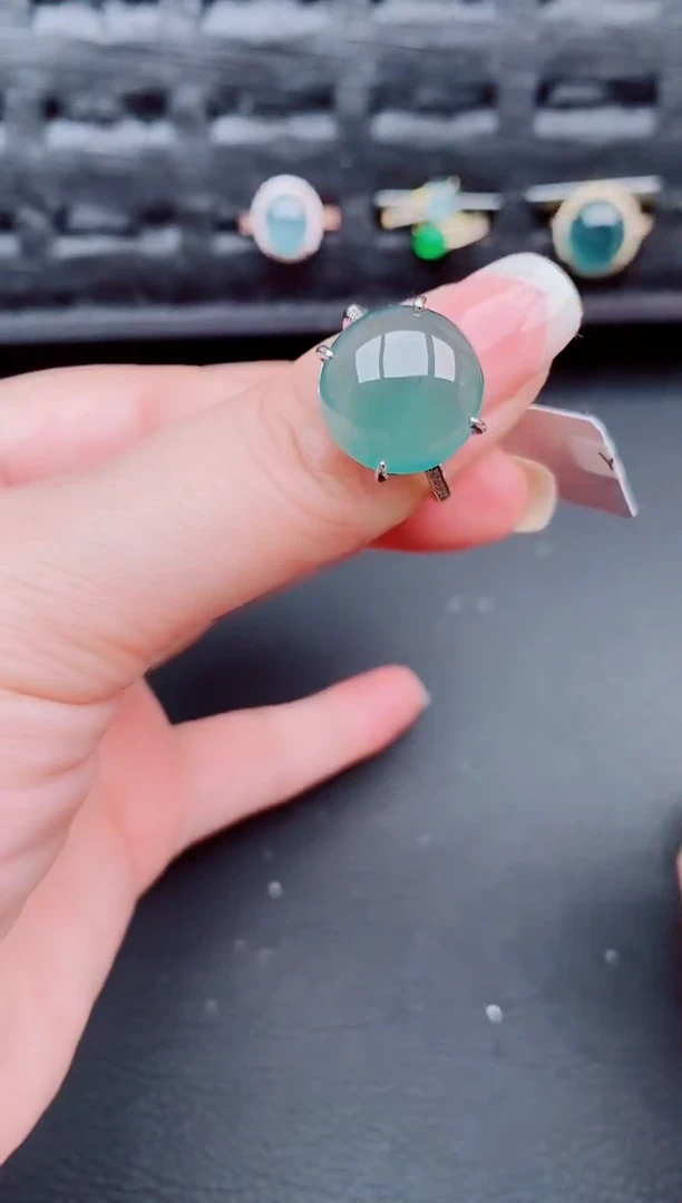 翡翠戒指银S925镶嵌天然a货翡翠180