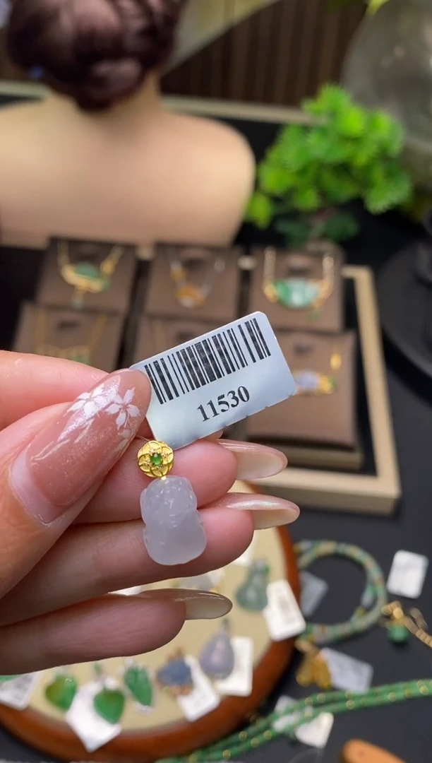 翡翠18K金镶嵌颈饰净货11530