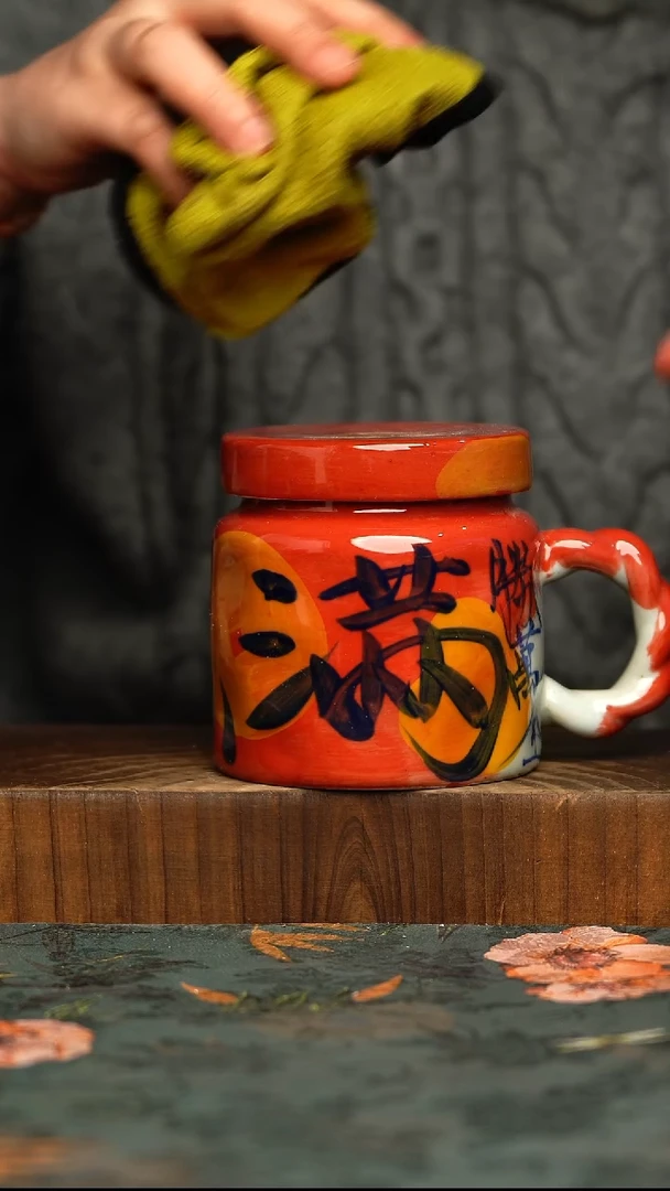 杯釉下彩手工手绘同款陶器