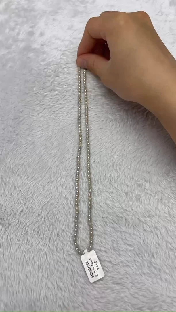 海水珍珠银S925镶嵌项链AK真多麻3.5-4mm