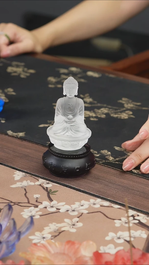 手工艺品琉璃白色药师佛茶宠摆件