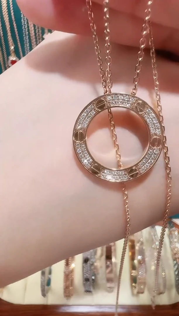 套链钻石18K金镶嵌满钻大饼套链