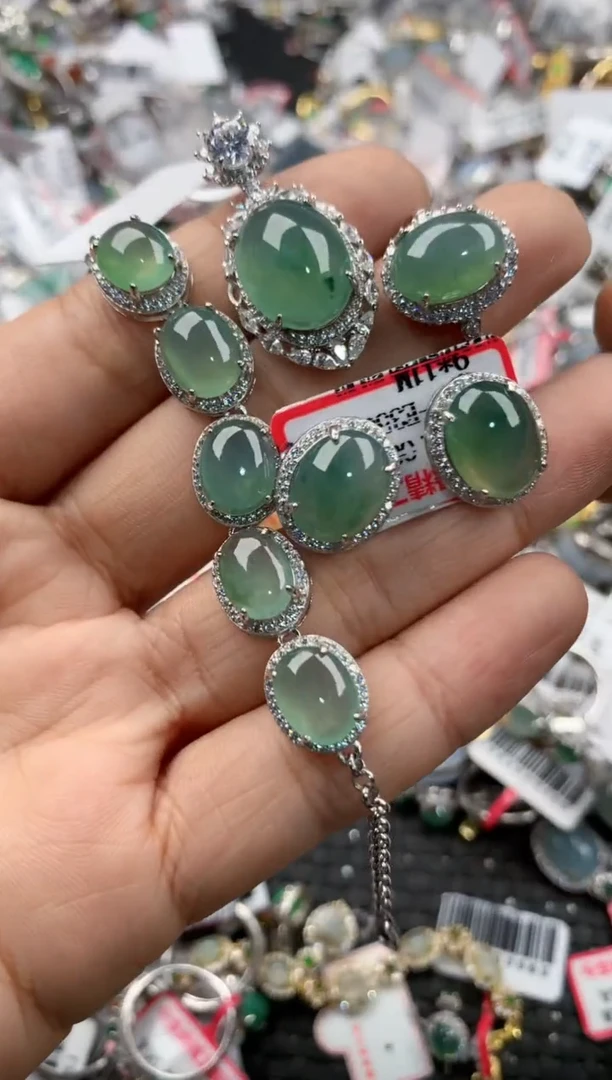 银S925镶嵌戒指翡翠12                 3