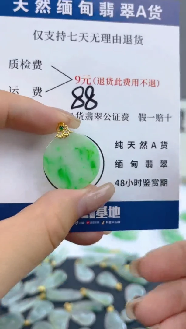 颈饰18K金镶嵌翡翠天然A货翡翠