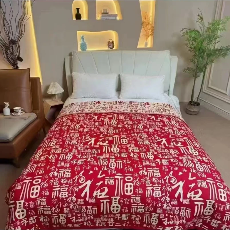 【鸿福满满】中式多功能纱布盖毯150*200-3