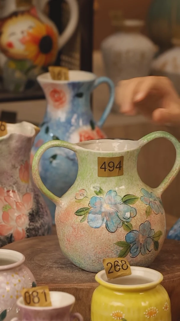 陶瓷494景德镇设计师手作花器摆件侘寂风