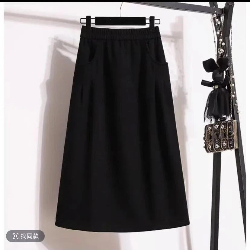 【加绒加厚】冬季新款显瘦a字裙休闲洋气女装高腰百搭半身裙603#