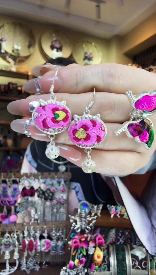 刺绣非遗刺绣民族风耳环