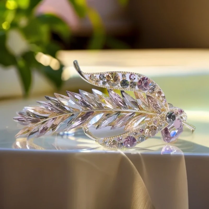 设计款轻奢高级感奥钻五彩发夹高端精致弹簧夹一字夹后脑横夹头饰